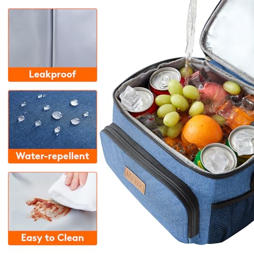 Lifewit Reusable Insulated Lunch Bag, Portable Cooler Freezable Soft Lunchbox Leakproof with Adjustable Shoulder Strap for Men Women Adult for Work Picnic or Travel, 9L 12 Can, Dark Blue - color: Dark Blue, size: Medium(9L)