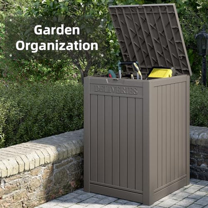 LHBGO Package Delivery Box for Outside, 48 Gallon Storage with Lockable Secure Design, Large Resin Outdoor Package Drop Cabinet - color: Grey