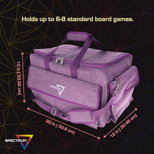 BCW Spectrum Board Game Bag | Durable Duffle for 6-8 Board Games | Expandable Pockets & Storage | Comfortable Removable Shoulder Strap | Easy Top & Side Access - color: Purple
