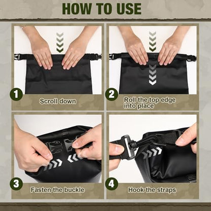 Foilswirl 2 Sets Bear Food Bag for Camping Ultralight Food Bag Hanging System Includes 2 Pcs 10 L Waterproof Bear Bag Pulley System and 4 Pcs Nylon Ropes 4 Pcs Clips 2 Pcs Rock Pouch - color: Black, Green, size: 20l