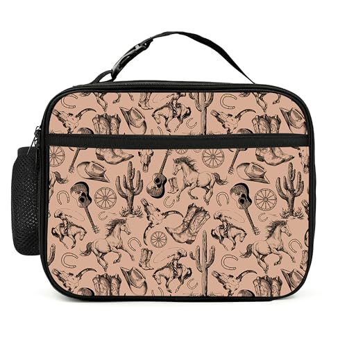 Western Cactus Lunch Bag Insulated Reusable Lunch Box Cooler Thermal Tote Bag For Teenage Boys Girls School Beach - color: Western Cactus