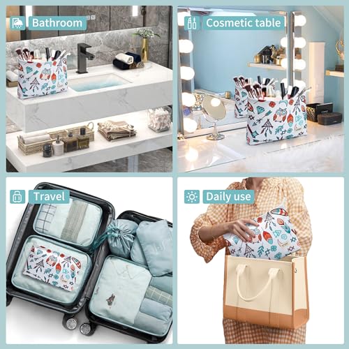 WLLWOO WLLWOO 2pcs Travel Make Up Bags-Cosmetic Bag Nylon Waterproof Large Wide Zipper Coin Purse Travel Toiletry Small Makeup Pouch For Women - color: Owl