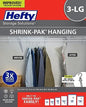 Hefty Shrink-Pak Vacuum Storage Bags - Space Saver for Under Bed Storage, Clothing and Comforters, 3X More Storage Space - 3 Large Hanging Bags - size: Large