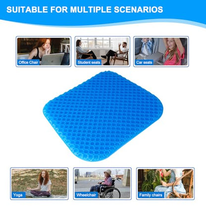 EVEME Large Gel Seat Cushion for Long Sitting with Non-Slip Cover-18 x 17inches,Soft & Breathable,Seat Cushion for Chair,Car,Office,Desk Chair,Wheelchair - size: 18" x 17" x 1.4" - Blue