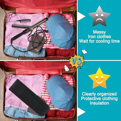 Shappy 2 Pcs Heat Resistant Hair Tools Bag Curling Iron Travel Case Cover Neoprene Flat Iron Holder Travel Case and Silicone Mat Pouch for Hot Hair Tools Storage Organizer(Classic Style) - style: Classic Style