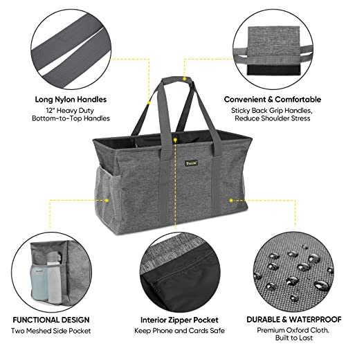 BALEINE Extra Large Utility Tote Bag with Wire Frame for Storage (Gray, 22''x12''x10'') - color: Gray, size: 22''x12''x10''