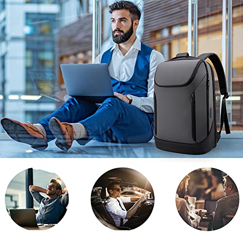 BANGE Business Smart Backpack Waterproof fit 15.6 Inch Laptop Backpack with USB Charging Port,Travel Durable Backpack - color: Grey