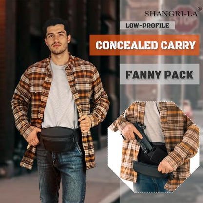 SHANGRI-LA Tactical Fanny Pack for Men and Women, Low-Profile Waist Bag, Holster Included, Multi-Use for Hiking, Travel, EDC - color: Coyote Brown-Regular