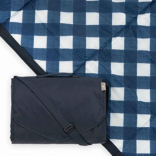 Little Unicorn 5'x7' Outdoor Family Picnic & Beach Blanket | Durable & Water-Resistant Fabric | Compact Fold & Easily Wipes Clean | Zipper Pocket (Navy Plaid) - color: Navy Plaid, size: 5 x 7