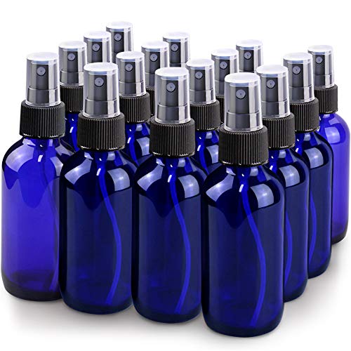 Wedama Spray Bottle, 4 oz Fine Mist Glass Spray Bottles, Little Refillable Liquid Containers for Watering Flowers Cleaning(16 Pack, Blue) - color: Blue, size: 4 Ounce (Pack of 16)