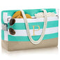 YOOLIFE Large Initial Beach Bag Waterproof Tote Zipper Bag Personalized Gifts for Women Her Birthday Travel Beach Essential - color: Light Blue, style: P