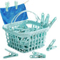 Pegs for Washing Line 31Psc Non Slip Windproof PP Material Pegs with Basket Multifunctional Fastening Waterproof Laundry with Spring Light Blue.. - color: Light Blue