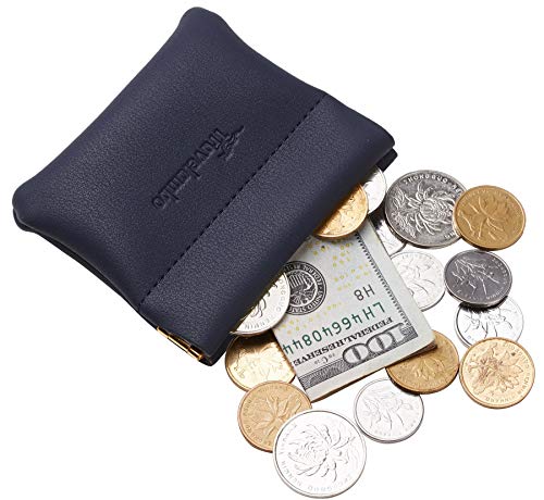 Travelambo Leather Squeeze Coin Purse Pouch Change Holder For Men & Women - color: Access Blue Navy
