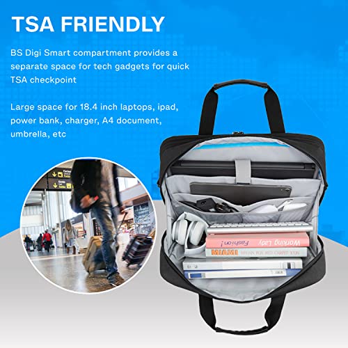 BAGSMART 18 Inch Laptop Bag, Expandable Briefcase, Computer Bag Men Women, Laptop Shoulder Bag, Work Bag Business Travel Office - Black - color: Black-18.4 Inch