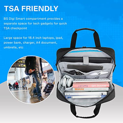 BAGSMART 18 Inch Laptop Bag, Expandable Briefcase, Computer Bag Men Women, Laptop Shoulder Bag, Work Bag Business Travel Office - Black - color: Black-18.4 Inch
