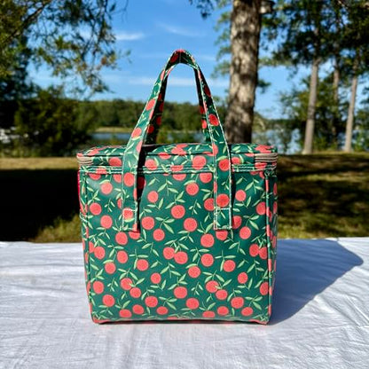 Kwang Min Fruit Insulated Lunch Bag for Women,Reusable Lunch Box,Large Cooler for Office,Picnic Outdoors,Waterproof Fabric,Ideal Summer Trip Bag (Cherry Green) - color: Cherry Green