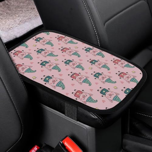 Vehicle Center Console Armrest Cover Pad Cute Pig Pink, Soft Comfort Cushion, Universal Fit for Car, Elegant Design Car Armrest Cover, Waterproof - color: Picture (70)
