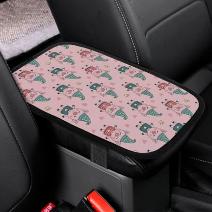 Vehicle Center Console Armrest Cover Pad Cute Pig Pink, Soft Comfort Cushion, Universal Fit for Car, Elegant Design Car Armrest Cover, Waterproof - color: Picture (70)