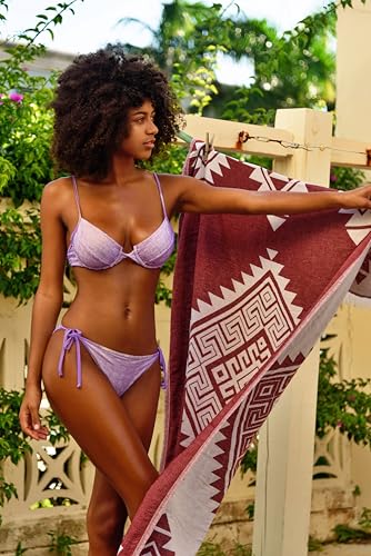 Bersuse 100% Cotton Yucatan Turkish Towel - 39x71 Inches, Burgundy - color: Burgundy