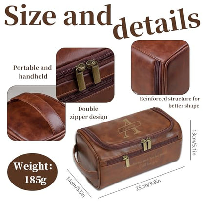 Personalized Gifts for Men Toiletry Bag, Custom Engraved Travel Dopp Kit with Name Initials, Valentines Gift, Groomsmen & Best Man Gift, Father's Day, Wedding for Husband, Light Brown - color: Light Brown-01