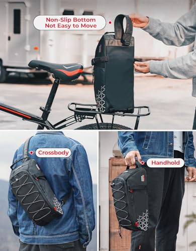 KEMIMOTO 8L Bike Bag with 6L Removable Cooler Bag, Bike Rear Rack Bag PVC Water Resistant Insulated Bag, Bicycle Trunk Pannier with Shoulder for Cycling Ebike Back Seat Storage - style: 13l