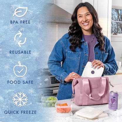 Cool Coolers by Fit & Fresh Slim Ice Packs, Quick Freeze Reusable Ice Packs for Lunch Boxes & Coolers, Long-Lasting, Space Saving Lunch Ice Packs, Ivory, 4Pk - color: Ivory (4 Pack)
