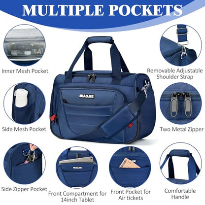 Underseat Carry On luggage Bag Airplanes Personal Item Bags Weekender Overnight Travel Tote Bag Shoulder Small Softside Carry on Luggage Travel Duffel Bags For Men Women -18 IN Navy Blue - color: Navy Blue, size: 18 IN