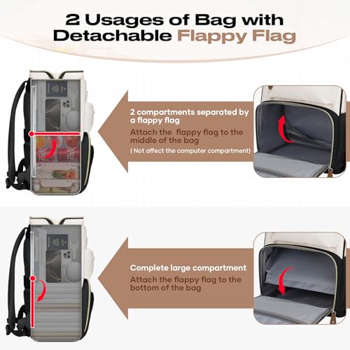 Maelstrom Travel Backpack for Women Men,Laptop Backpack Fits 15.6-17.3 Inch Laptop, Nurse/Work Bag with Insulated Lunch Box (Black-beige) - color: Black-beige