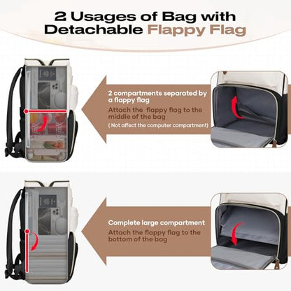 Maelstrom Travel Backpack for Women Men,Laptop Backpack Fits 15.6-17.3 Inch Laptop, Nurse/Work Bag with Insulated Lunch Box (Black-beige) - color: Black-beige