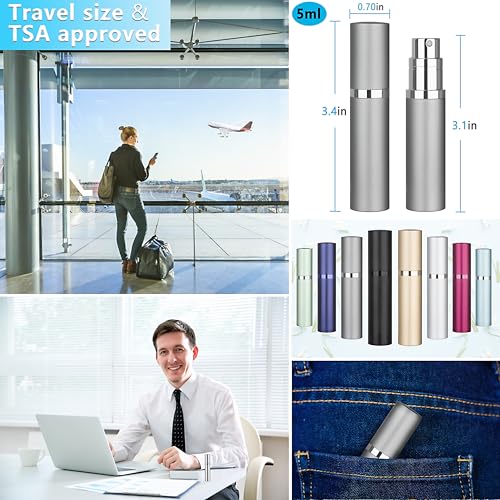 Refillable Perfume Atomizer Travel Bottle 5ml Leakproof Luxury Travel Perfume Refillable Bottle, Portable Fragrance Atomiser (Gray) - color: Gray