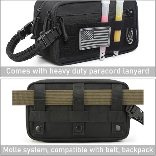 Tactical Toiletry Bag for Men Dry Wet Separate Dopp Kit Travel Hygiene Bag EDC Utility Tool Molle Pouch Mens Shaving Kit Travel shower Bags (Black) - color: Black