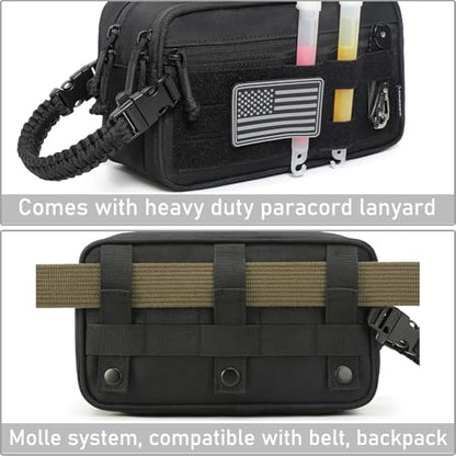 Tactical Toiletry Bag for Men Dry Wet Separate Dopp Kit Travel Hygiene Bag EDC Utility Tool Molle Pouch Mens Shaving Kit Travel shower Bags (Black) - color: Black