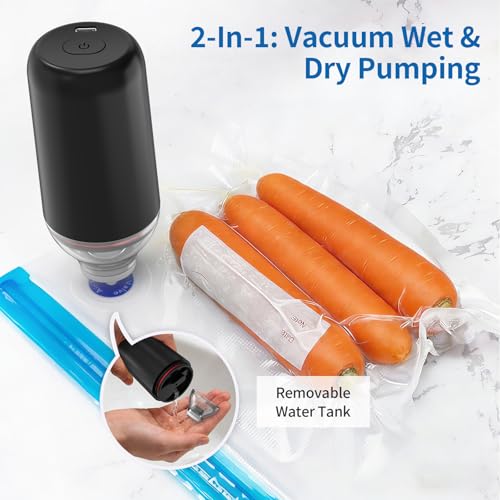 Handheld Vacuum Sealer, Sous Vide Vacuum Pump, Rechargeable Hand Held Vacuum Sealer for Food Storage, Camping, Sous Vide, Reusable Vacuum Bags Compatibility, Black(Pump Only) - color: Black