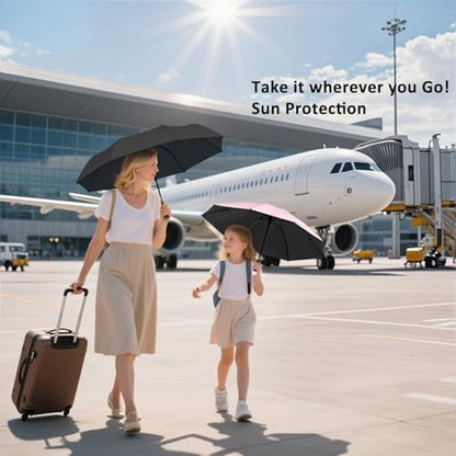 BAODINI Travel Essentials Mini Umbrella for Purse With Case Small Compact UV Sun Protection Lightweight Tiny Pocket Manual Open Close Umbrella for Women Kids and Men Fits Purse Backpack - color: F-2 Pack Navy Blue & Black