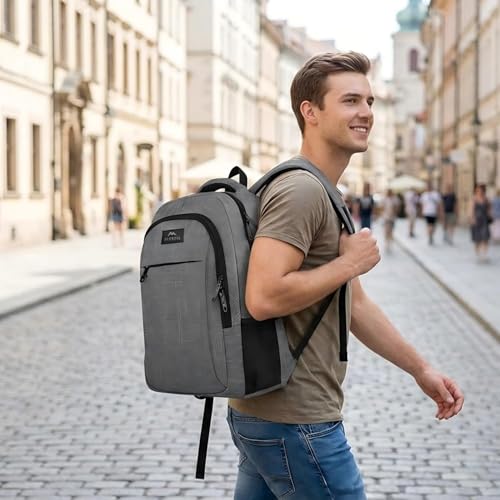 MATEIN Travel Laptop Backpack, Business Anti Theft Slim Sturdy Laptops Backpack Personal Item Bag, Water Resistant College School Computer Bag Gift for Men & Women Fits 15.6 Inch Notebook, Grey - color: Austere Grey, size: 15.6 Inch