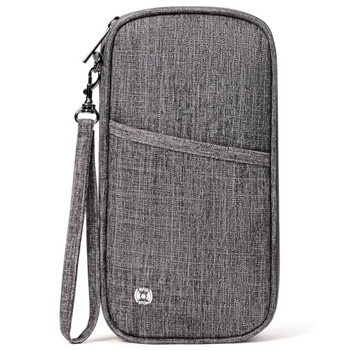 Travel Passport Wallet,RFID Blocking Waterproof Passport Holder Family Portable Travel Document Organizer for Men and Women - color: Dark Gray