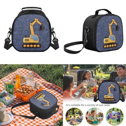 3pcs Kids Boys Backpack Sets with Reusable Insulated Lunch Box Big Capacity Pen Case Set,Excavator Daypack for Elementary Primary,Back to School Supplies - color: Excavator -2
