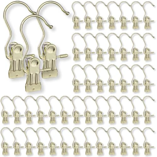 Hangers Clips,Stainless Hooks for Closet Hooks,Heavy Duty Clothespins Laundry Hanging Hooks,Travel Portable Clothes,Boot Tall Towel Hats Socks Pants and Bras (50, Gold) - color: Gold
