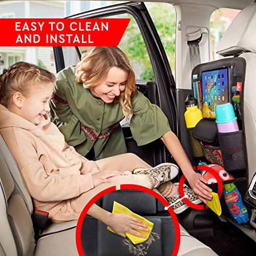 Helteko Car Seat Organizer, Ultra Version Kids Backseat Car Organizers and Storage, Waterproof Back Seat Protector Kick Mats with Tablet Holder 12" Car Accessories Interior, Gray, 2 Pack - color: Gray, size: 2 Pack