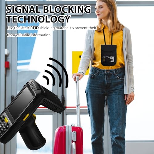 RFID Blocking Travel Neck Wallet Pouch and Passport Holder, Travel Neck Pouch Passport Holder for Women & Men - Black - color: Black