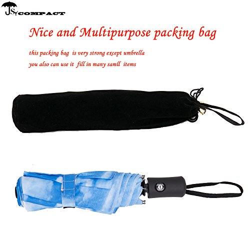 SY COMPACT Travel Umbrella - Windproof Automatic Compact Umbrella for Rain, Lightest 8-Rib, Small, Strong & Portable, Durable Grip, Fits Backpack & Car, Factory Direct (UV Available) - color: Blue