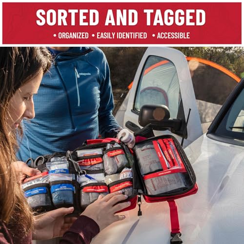 Surviveware 98 Pcs Comprehensive Premium Survival First Aid Kit - Medical Emergency Kit for Travel Camping Gear, Home Essentials & Outdoor Emergencies - HSA & FSA Eligible Survival Kit - style: Travel