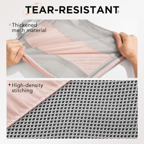 OlarHike 6 Set Compression Packing Cubes for Travel Essentials,Compressible Expandable Space Saver Bags for Organizing Clothes,Luggage Suitcase Garment Bags with Over 1000 pcs Mesh Holes(Beige) - color: Beige