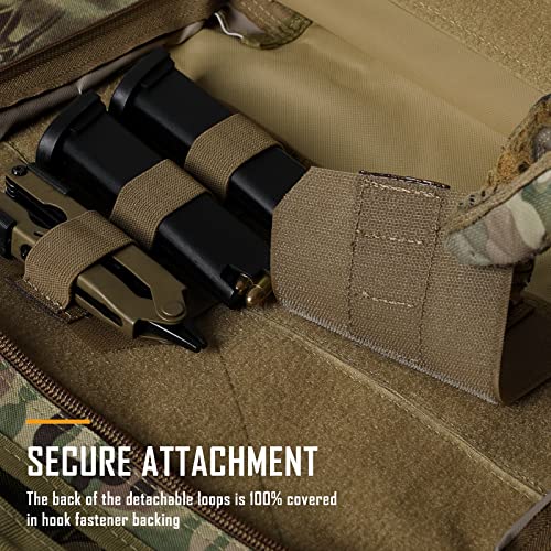 WYNEX Tactical Bag Insert Elastic Holder, Modular Elastic Loop Panel Hook and Loop Organizer Pouch Insert Attachment with Hook Backed Fastener for Backpack Accessories - color: Khaiki