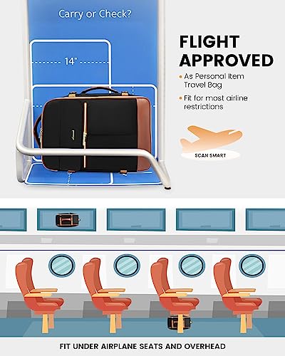 LOVEVOOK Carry On Backpack, 50L Travel Backpack Women with 3 Packing Cubes, TSA Airline Approved Suitcase Bag as Personal Item, Waterproof 18 inch Laptop Backpack for Weekender Overnight,Black-Brown - color: Black-brown, size: 50L-18 Inch-4Pcs