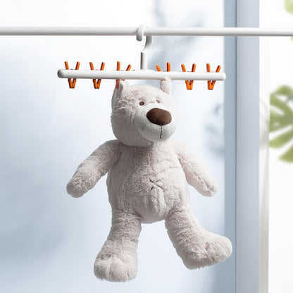 Foshine Clothes Hanger 2 Pack Clothes Drying Racks Windproof for Drying Socks Bras Underwears Baby Clothes Hats Scarfs Towels Pants and Gloves Diaper Grey Orange - color: White With Orange&grey Clips