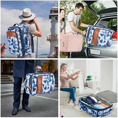 Lumesner Carry on Travel Backpacks, Extra Large 40L Flight Approved for Men & Women,Expandable Suitcase backpack (Camouflage Blue(Backpack With 4 Packing Cubes)) - color: Camouflage Blue
