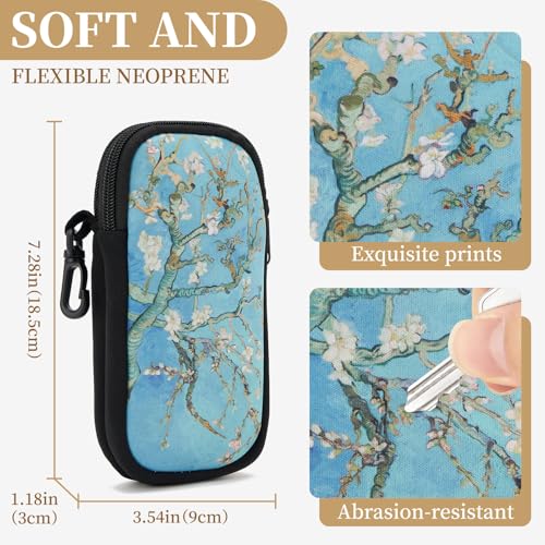 QIUTIMIY Sunglasses Soft Case Zipper Double Eyeglass Case with 2 Compartments 1 Belt Clip - color: Almond Blossom