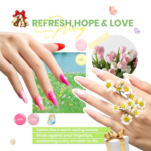 beetles Gel Polish Set Vivid Seasons - Spring Gel Nail Polish Set 36 Colors Pink Yellow Green Purple Jelly Shades 45pcs with Base & Top Coat UV LED Soak Off DIY Salon Summer Gift for Women & Girls - color: 0-1-Vivid Seasons