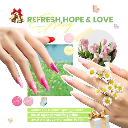 beetles Gel Polish Set Vivid Seasons - Spring Gel Nail Polish Set 36 Colors Pink Yellow Green Purple Jelly Shades 45pcs with Base & Top Coat UV LED Soak Off DIY Salon Summer Gift for Women & Girls - color: 0-1-Vivid Seasons